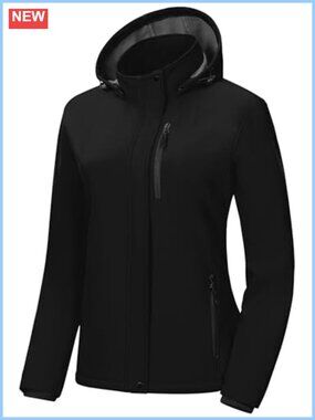 Women's Softshell Jacket Lightweight Fleece Lined Rain Jacket Waterproof